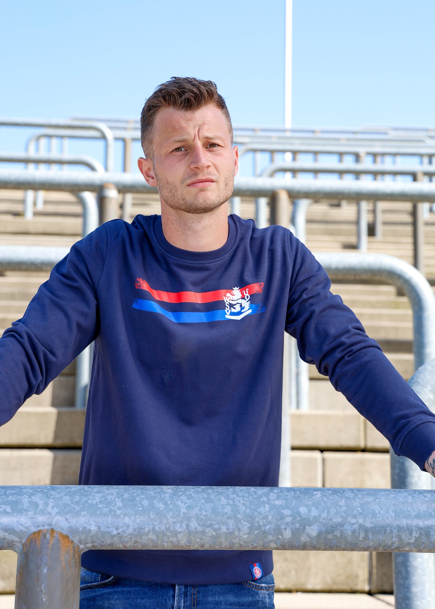 Streifen Unisex Sweatshirt / Navy
