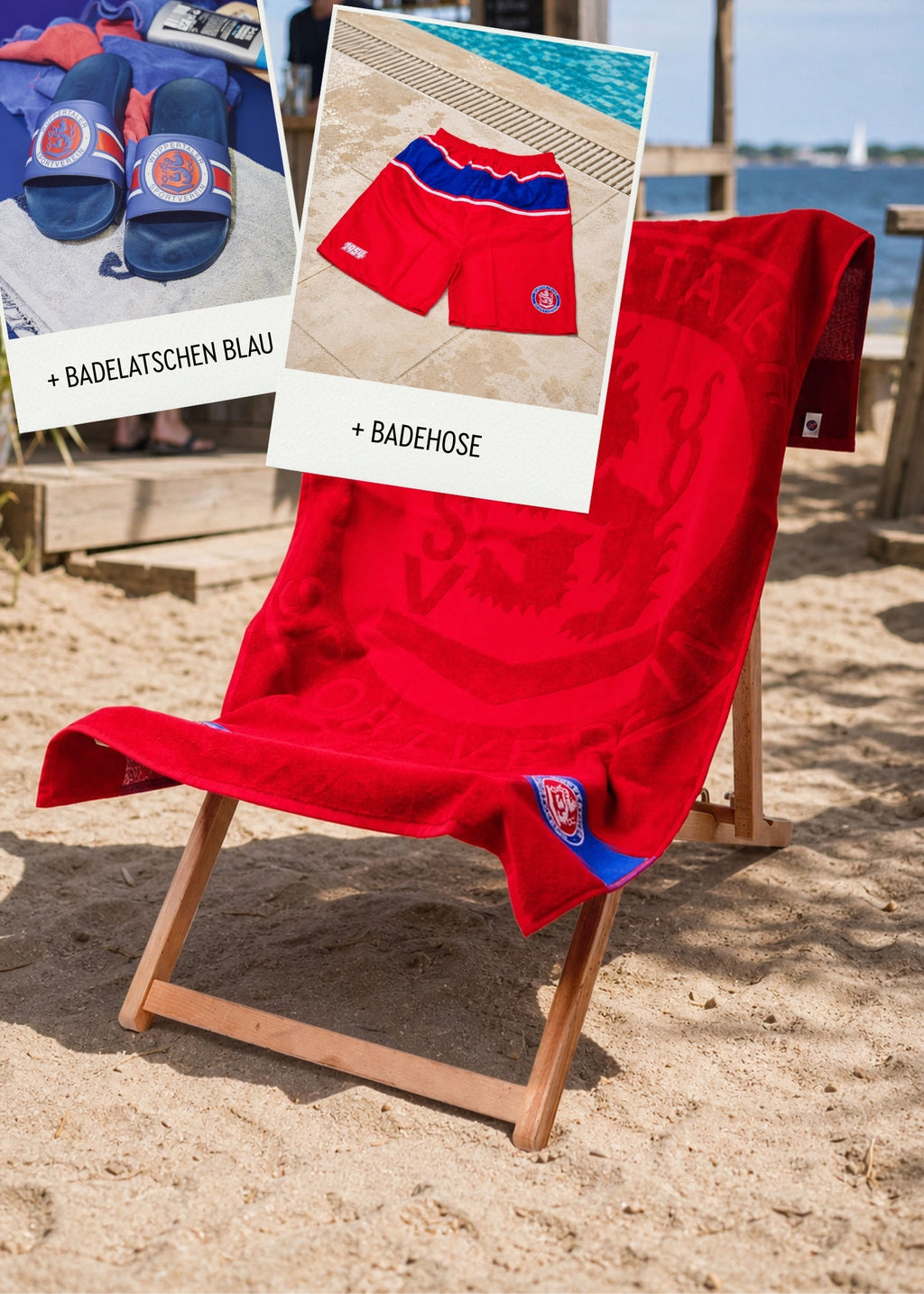 Sommer-Bundle mit blauen Badelatschen